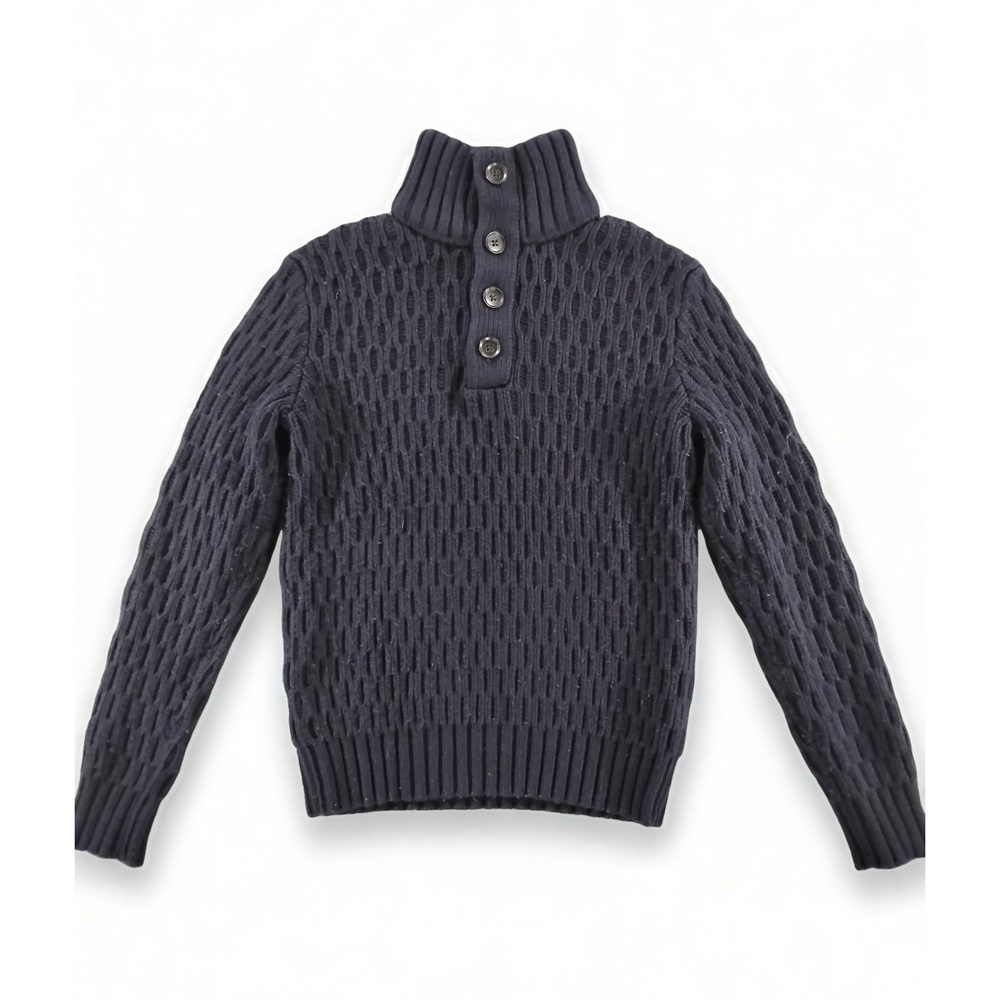 Banana Republic Italian Yarn Henley Mock Neck Sweater Small Minimalist Preppy